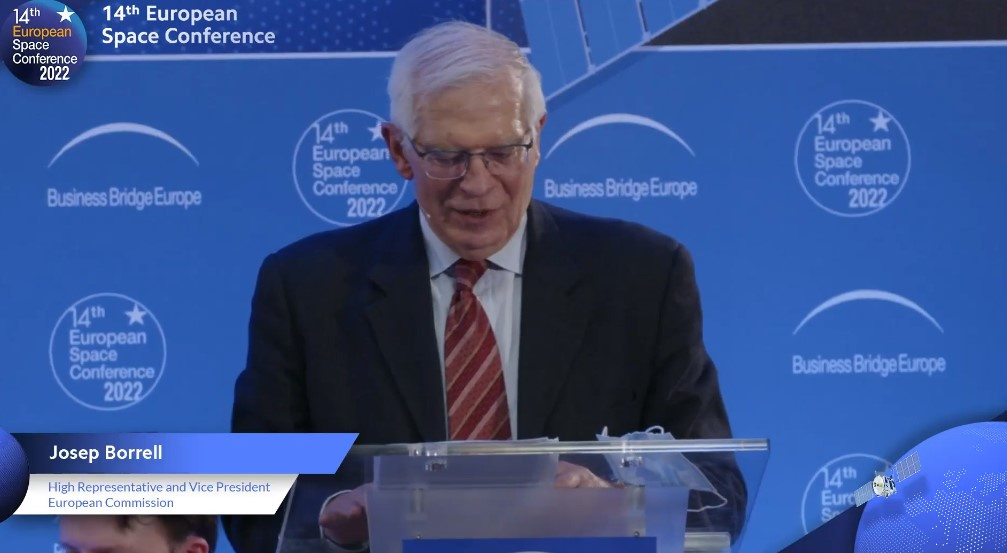 Josep Borrell, durante su intervención en la European Space Conference.